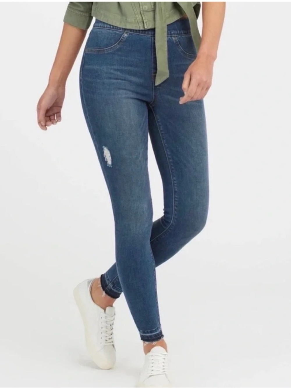 SPANX Mid Blue High-Rise Skinny Jeans - Picture 7 of 9